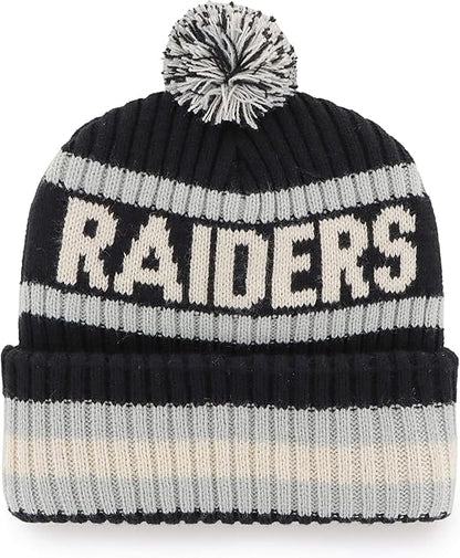 '47 Men's NFL Bering Cuffed Knit Hat with Pom - black