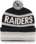 '47 Men's NFL Bering Cuffed Knit Hat with Pom - black
