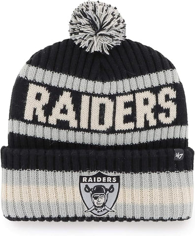 '47 Men's NFL Bering Cuffed Knit Hat with Pom - black