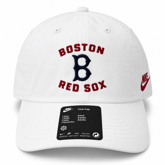 Nike MLB Boston Red Sox Club Cap Adjustable Hat- White