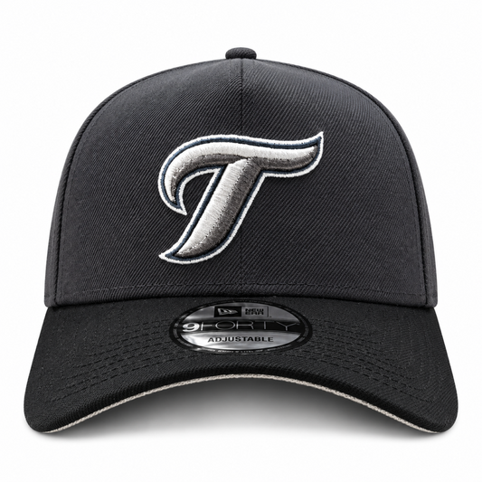 New Era MLB Toronto Blue Jays Alternate T Logo 30th Anniversary 9FORTY A-Frame Adjustable Snapback Hat – Dark Graphite/Black