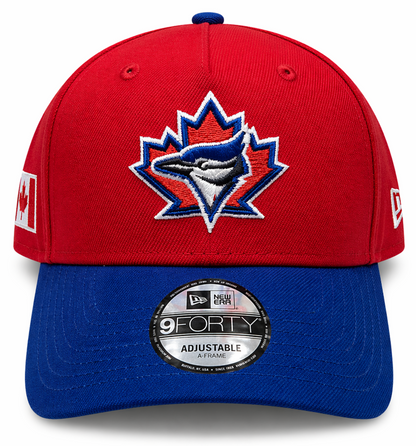 New Era MLB 9FORTY A-Frame Toronto Blue Jays Vintage Logo Canada Day 2026 Adjustable Snapback Hat - Red/Royal
