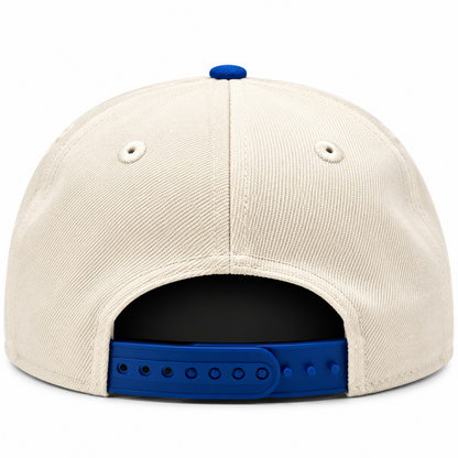 New Era MLB Toronto Blue Jays Kanji Script 9FORTY A-Frame Adjustable Snapback Hat – Natural/Royal Blue