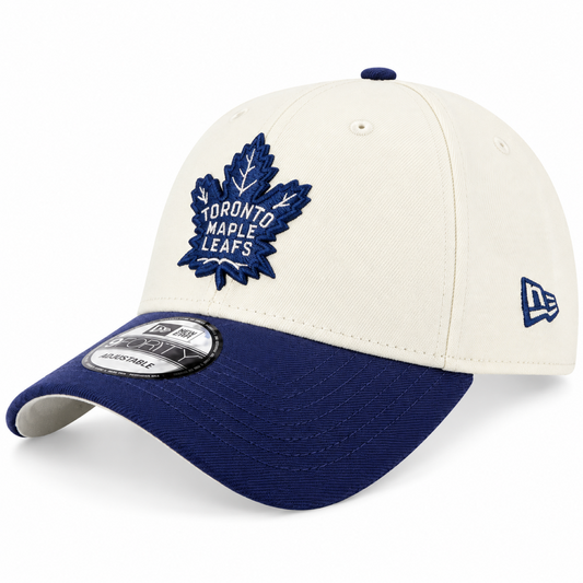 New Era NHL Toronto Maple Leafs 9FORTY A-Frame 75th Anniversary Adjustable Snapback Hat - Chrome/Navy