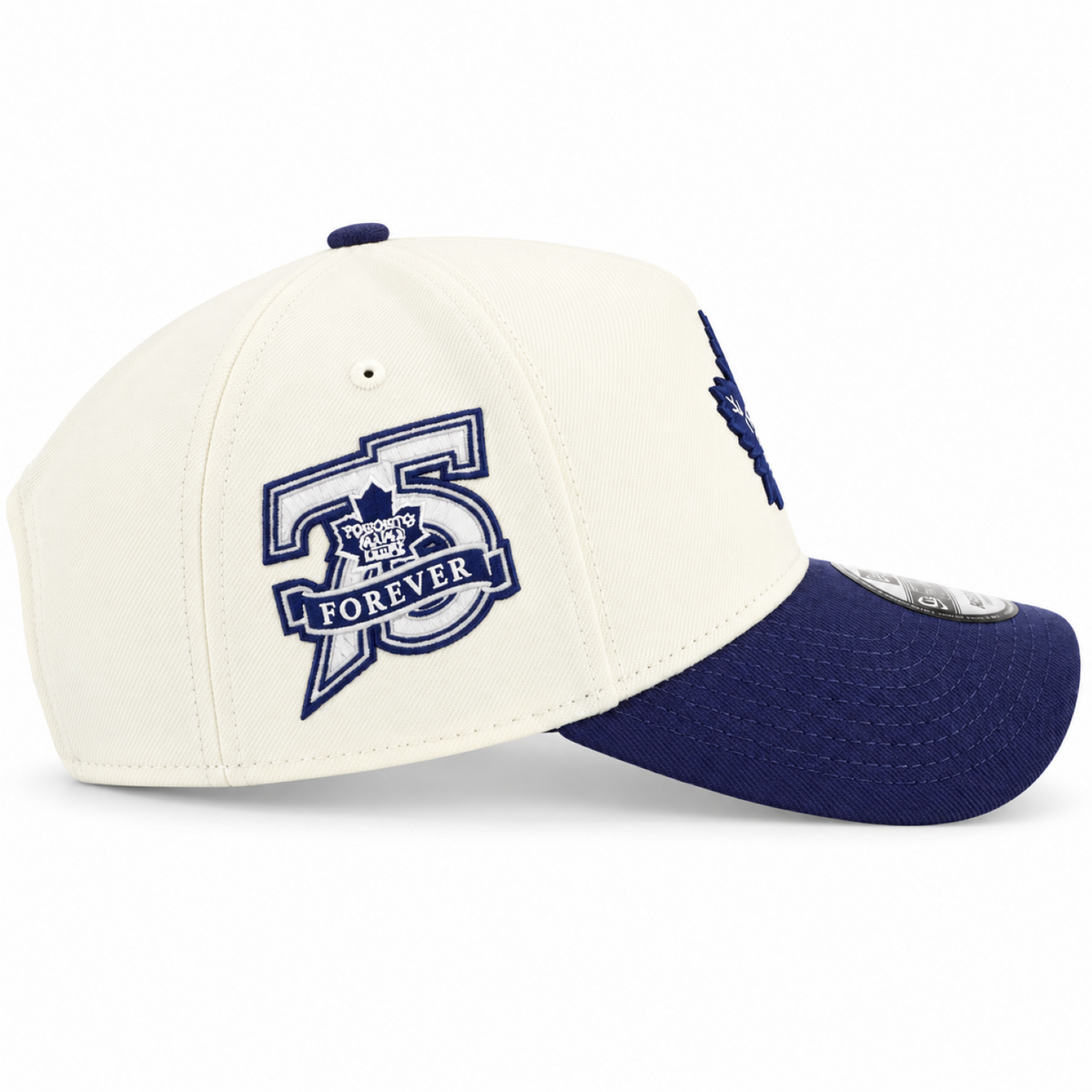 New Era NHL Toronto Maple Leafs 9FORTY A-Frame 75th Anniversary Adjustable Snapback Hat - Chrome/Navy