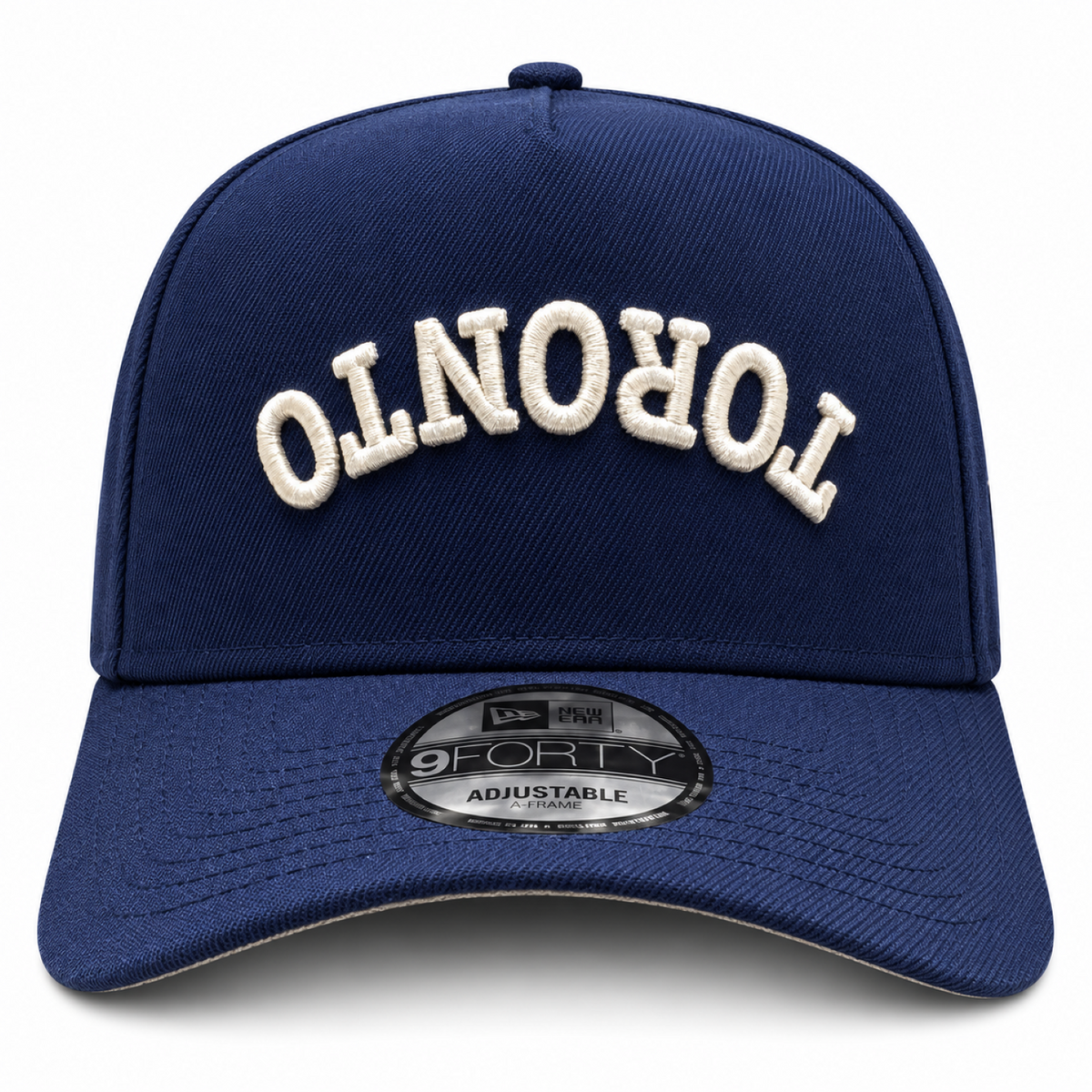 New Era NHL Toronto Maple Leafs Upside Down Wordmark 9FORTY A-Frame Adjustable Snapback Hat – Navy