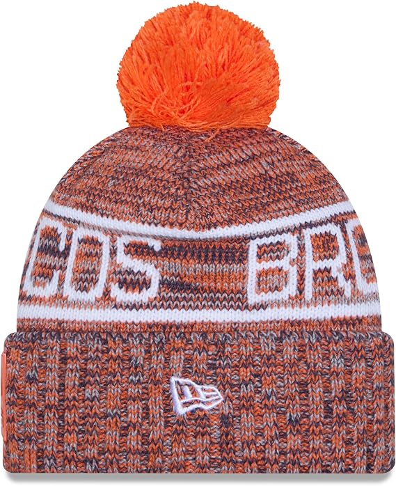New Era NFL Denver Broncos 2025 Sideline Cold Weather Cuffed Knit Hat with Pom - Orange/White