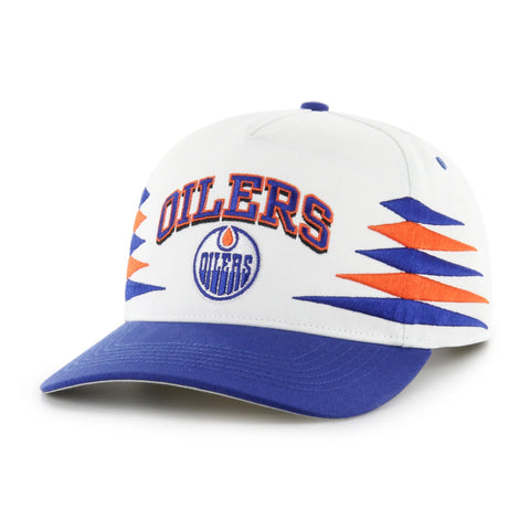 '47 NHL Hitch Edmonton Oilers Diamond Cut Snapback Hat - White / Blue