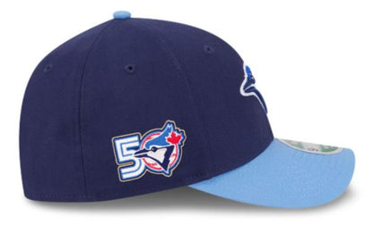 New Era 9FORTY M-Crown MLB Toronto Blue Jays 50th Anniversary Side Patch Player Replica Two Tone Adjustable Snapback Hat - Navy/Powder Blue