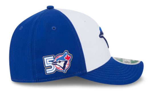 New Era 9FORTY M-Crown MLB Toronto Blue Jays 50th Anniversary Side Patch Player Replica Adjustable Snapback Hat - Blue/White
