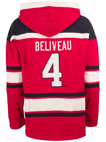 '47 NHL Montreal Canadiens Jean Beliveau Player Lacer Hoodie - Red/White