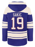 '47 NHL Quebec Nordiques Joe Sakic Player Lacer Hoodie - Blue/White