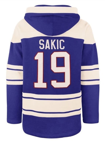 '47 NHL Quebec Nordiques Joe Sakic Player Lacer Hoodie - Blue/White