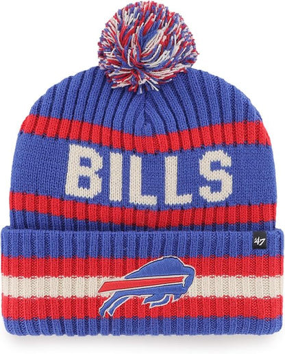 47 NFL Buffalo Bills Bering Cuffed Knit Hat with Pom - Blue