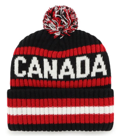 '47 Hockey Canada Bering Cuff Knit Beanie Pom - Black/Red