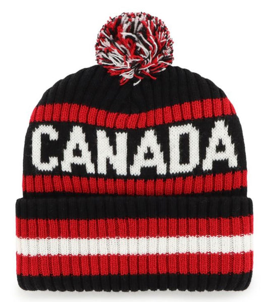 '47 Hockey Canada Bering Cuff Knit Beanie Pom - Black/Red