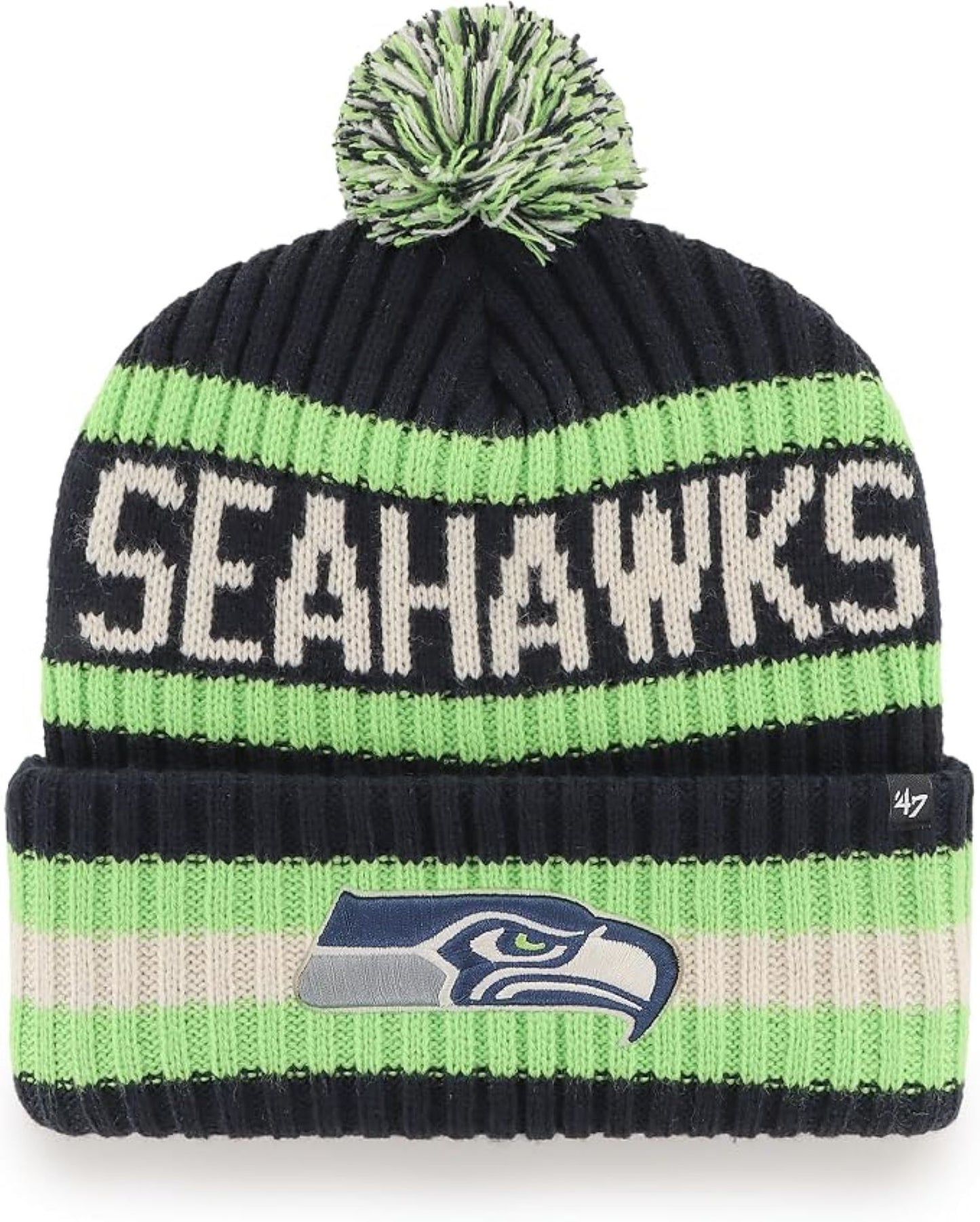 47 NFL Seattle Seahawks Wintermütze Bering Cuff Knit Hat Toque - Navy/Green
