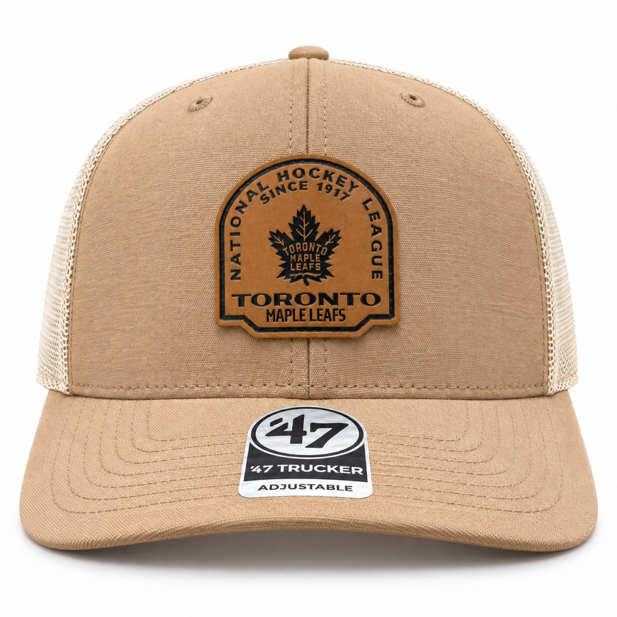 '47 NHL Toronto Maple Leafs Bonehide Mesh Trucker Adjustable Hat - Brown/White