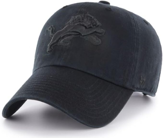 47 NFL Detroit Lions Clean Up Adjustable Cap - Black on Black