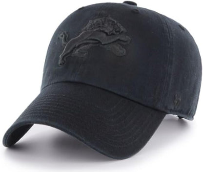 47 NFL Detroit Lions Clean Up Adjustable Cap - Black on Black