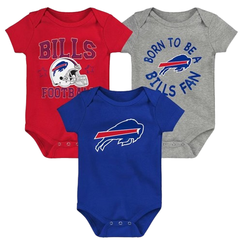 Newborn & Infant Royal/Red/Heather Gray Buffalo Bills Game On Three-Piece Bodysuit Set