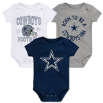 Newborn & Infant Navy/White/Heather Gray Dallas Cowboys Game On Three-Piece Bodysuit Set