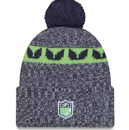 Seattle Seahawks New Era 2023 Sideline Cuffed Knit Hat With Pom - College Navy