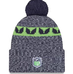 Seattle Seahawks New Era 2023 Sideline Cuffed Knit Hat With Pom - College Navy