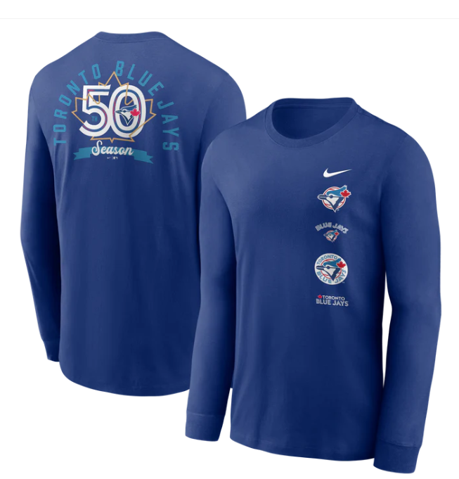 Nike MLB Toronto Blue Jays 50th Season Anniversary Long Sleeve Shirt T - Powder Blue