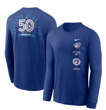 Nike MLB Toronto Blue Jays 50th Season Anniversary Long Sleeve Shirt T - Powder Blue