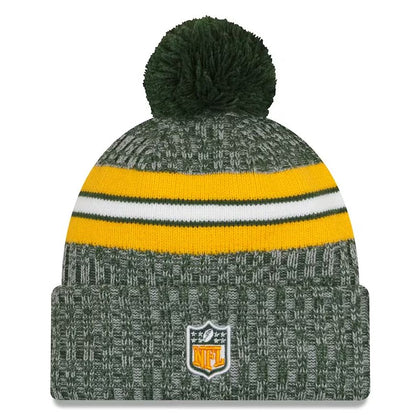 Green Bay Packers New Era 2023 Sideline Cuffed Knit Hat With Pom - Green