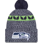 Seattle Seahawks New Era 2023 Sideline Cuffed Knit Hat With Pom - College Navy