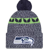 Seattle Seahawks New Era 2023 Sideline Cuffed Knit Hat With Pom - College Navy