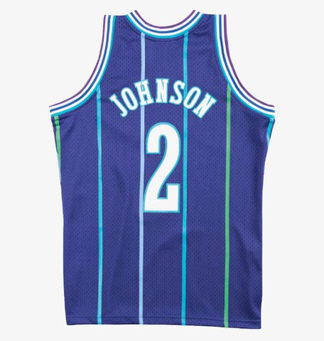 Mitchell & Ness Men's NBA Charlotte Hornets Larry Johnson 1994-95 Hardwood Classics Swingman Jersey - Purple