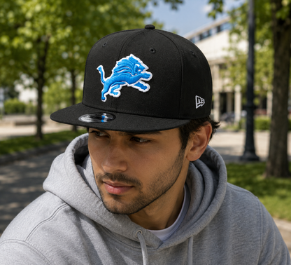 New Era NFL Detroit Lions Basic 9FIFTY Adjustable Snapback Hat - Black