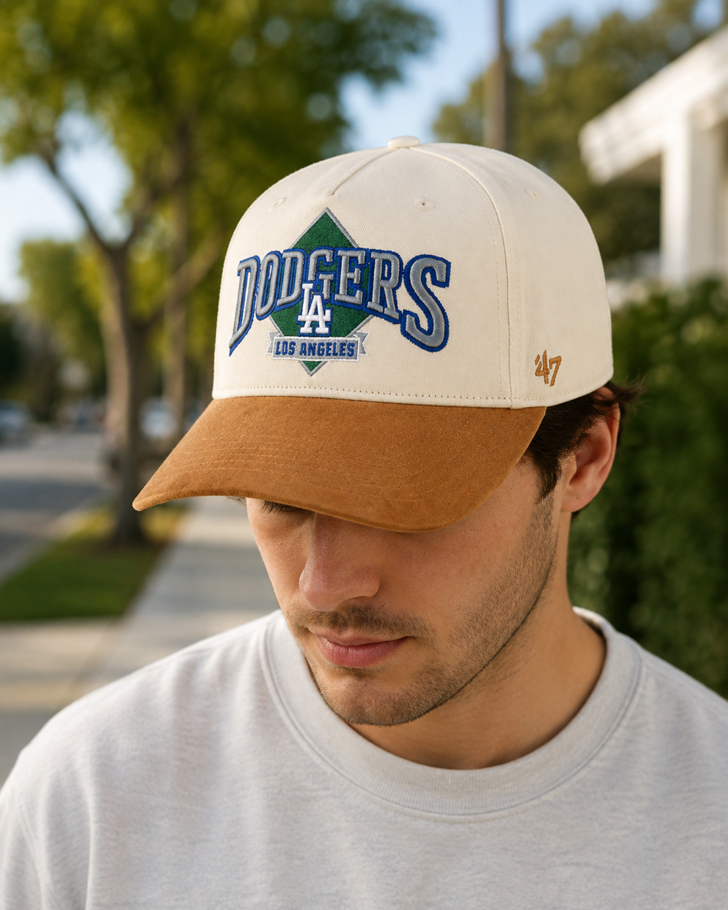 47 MLB Los Angeles Dodgers Diamond Hitch Adjustable Snapback Hat - Cream