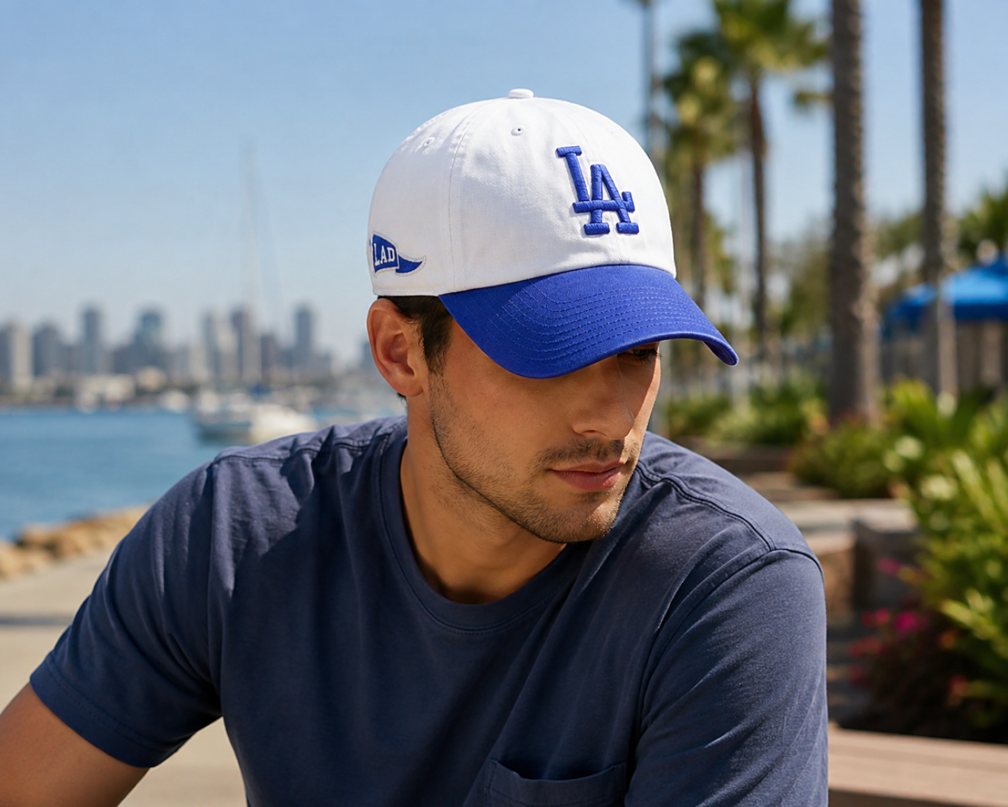 47 Clean Up MLB Los Angeles Dodgers Grand Stand Adjustable Cap - White/Blue