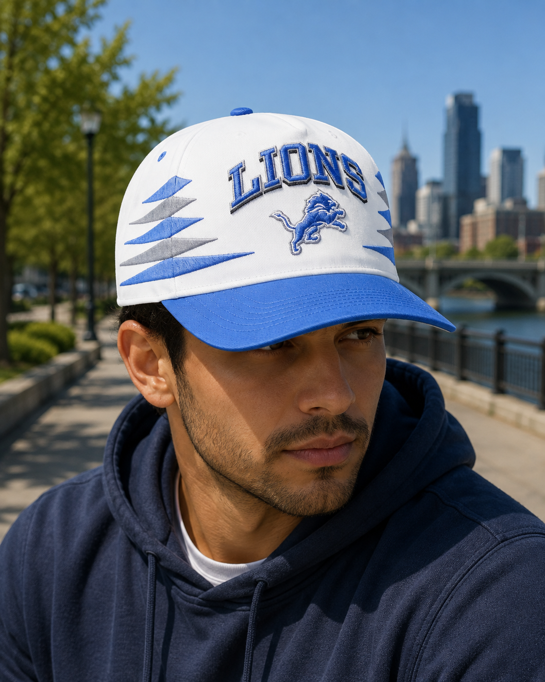 47 NFL Detroit Lions Diamond Hitch RF Adjustable Snapback Hat - White