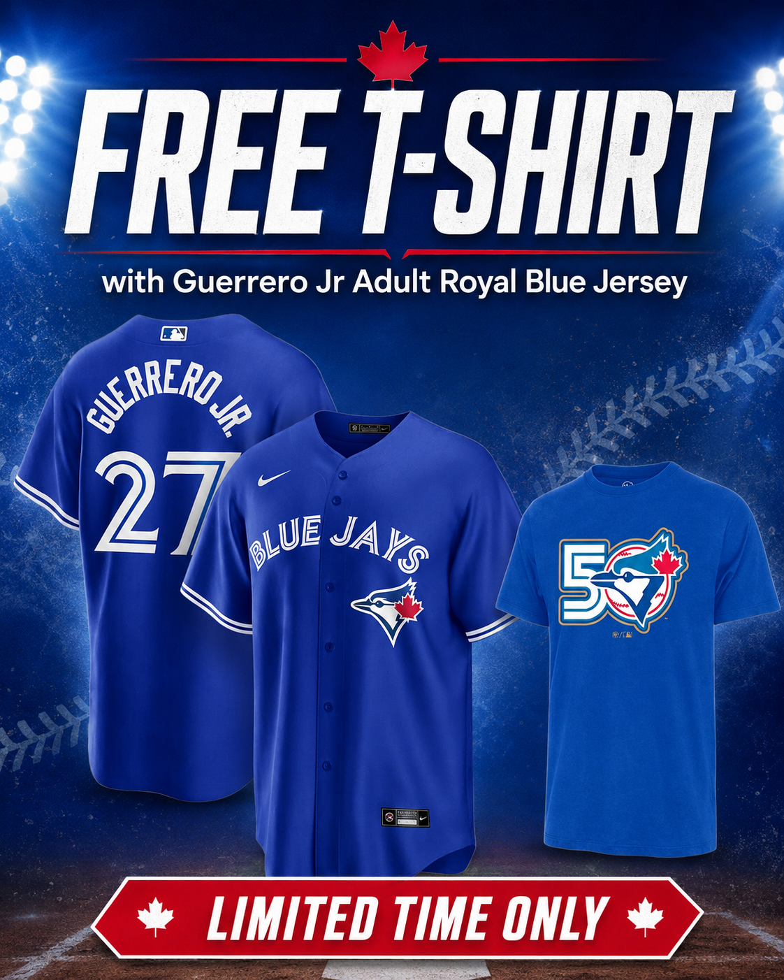 Nike MLB Toronto Blue Jays Vladimir Guerrero Jr. Alternate Replica Player Jersey - Royal Blue