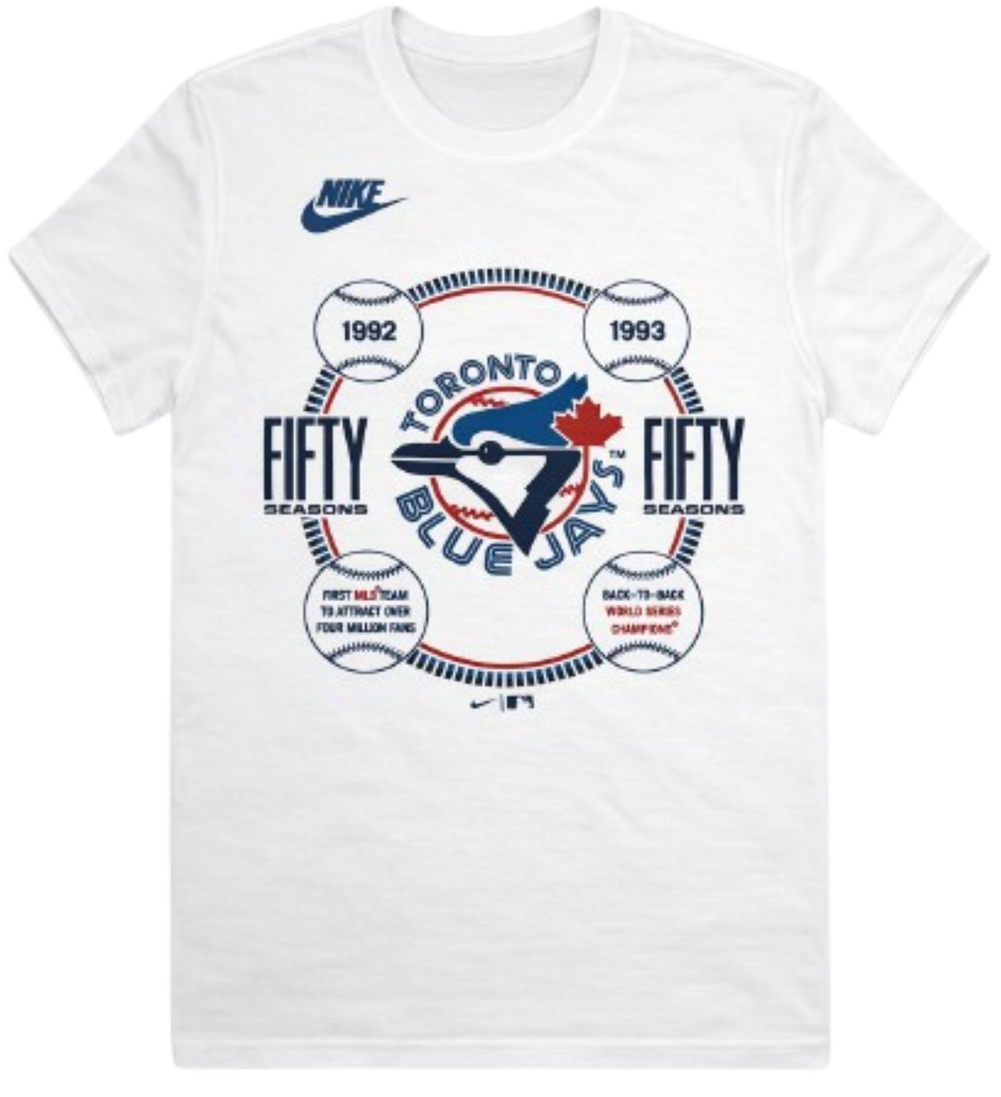 Nike MLB Toronto Blue Jays 50th Season Anniversary Graphic T-Shirt - White