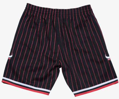 Mitchell & Ness Men's Chicago Bulls 1996-97 Black Alternate Swingman Shorts - Black/Red Pinstripe