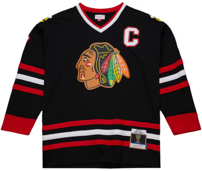 Mitchell & Ness NHL Chris Chelios Chicago Blackhawks 1997/98 Captain Replica Jersey - Black/Red