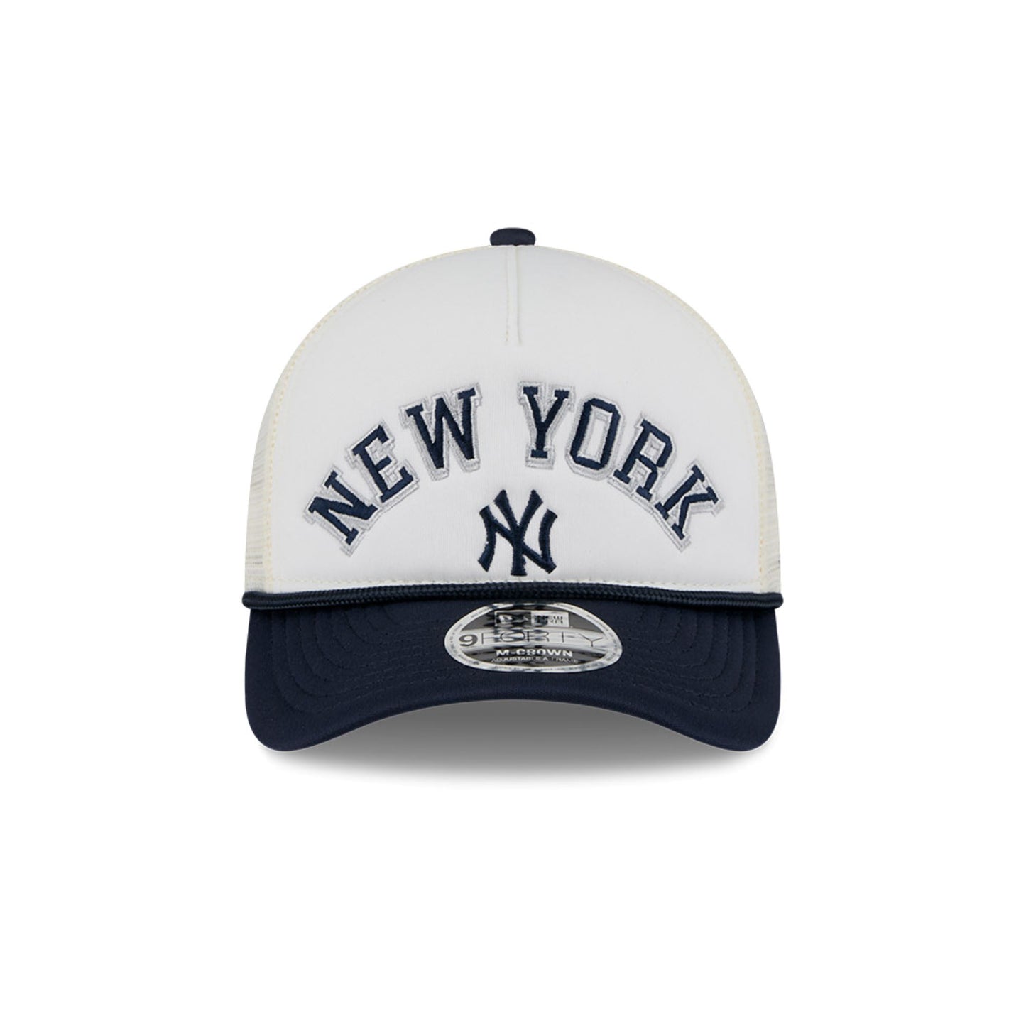 New Era MLB New York Yankees 9FORTY Chrome Arch M-Crown A-Frame Adjustable Trucker Cap - White / Navy
