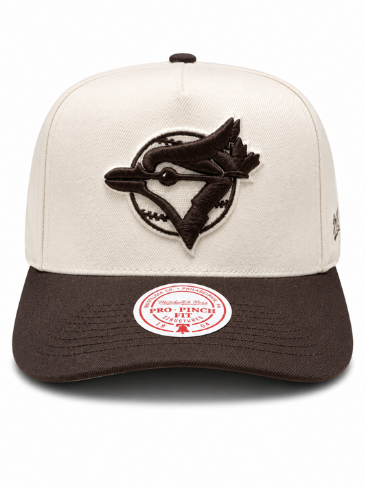 Mitchell & Ness MLB Toronto Blue Jays Cooperstown 1992 WS Sidepatch Pro Pinch Fit Snapback Hat - Tan/Brown