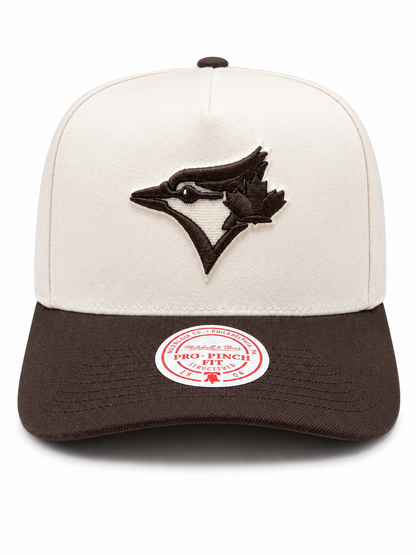 Mitchell & Ness MLB Toronto Blue Jays Cooperstown Logo Sidepatch Pro Pinch Fit Snapback Hat - Tan/Brown