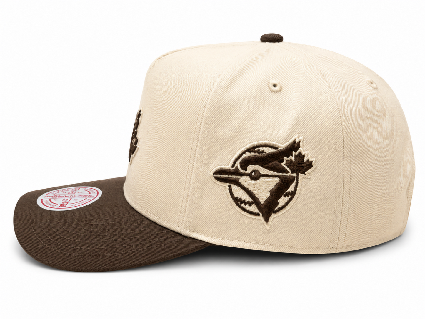 Mitchell & Ness MLB Toronto Blue Jays Cooperstown Logo Sidepatch Pro Pinch Fit Snapback Hat - Tan/Brown