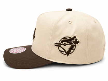 Mitchell & Ness MLB Toronto Blue Jays Cooperstown Logo Sidepatch Pro Pinch Fit Snapback Hat - Tan/Brown