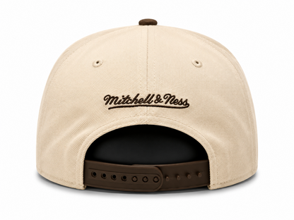 Mitchell & Ness MLB Toronto Blue Jays Cooperstown Logo Sidepatch Pro Pinch Fit Snapback Hat - Tan/Brown