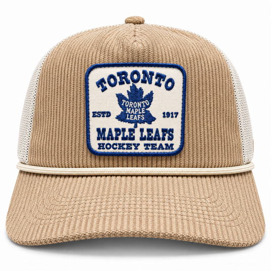 '47 NHL Toronto Maple Leafs Cordlandia Hitch RF Mesh Adjustable Hat - Khaki/White