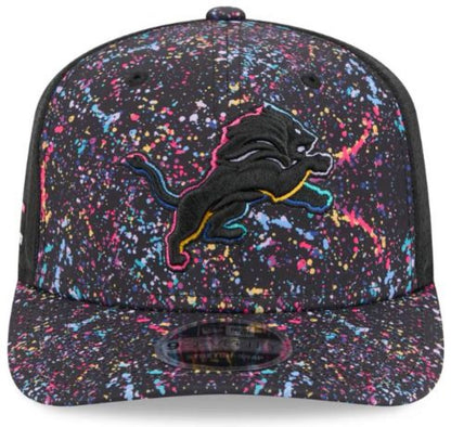 New Era NFL Detroit Lions 2025 Crucial Catch 9SEVENTY Stretch-Snap Trucker Adjustable Hat - Black